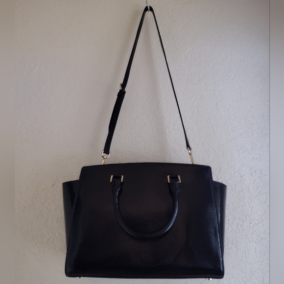 Michael Kors Selma Satchel Patent Leather Black Crossbody Bag - Picture 7 of 12